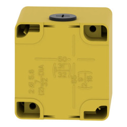 Boite métal vide jaune pour arrêts d'urgence M20 non percée 80x80x77 UL cULus