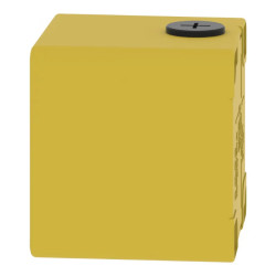 Boite métal vide jaune pour arrêts d'urgence M20 1 trou 22mm 80x80x77 UL cULus