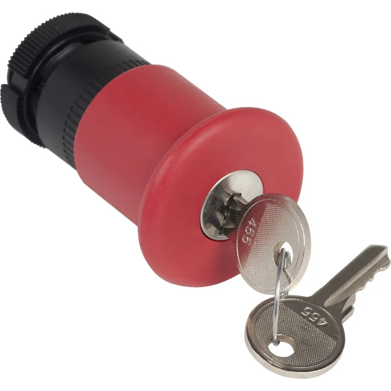 tête pour arrêt d urgence diam 40 mm déverrouillage par clé diam 22 rouge