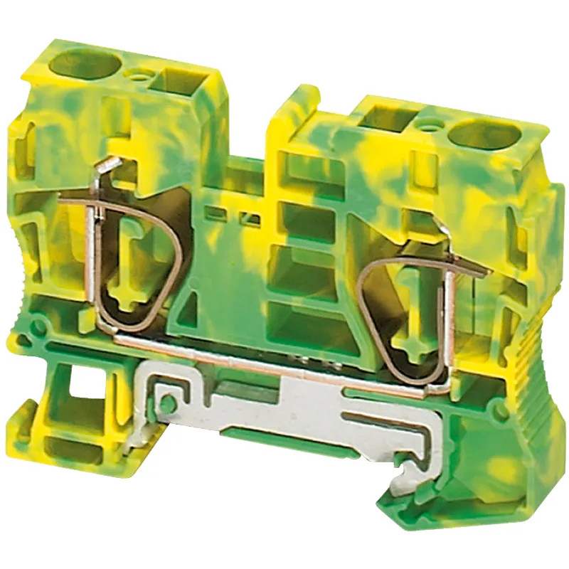 Borne à ressort - pour conducteur de protection - 2 points - 10mm² - vert/jaune