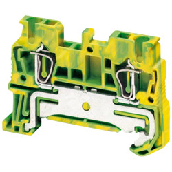 Borne à ressort pour conducteur de protection - 2 points - 2,5mm² - vert/jaune