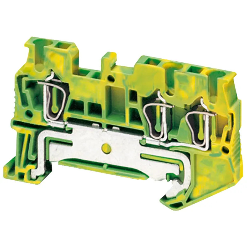 Borne à ressort - pour conducteur de protection - 3 points - 2,5mm² - vert/jaune