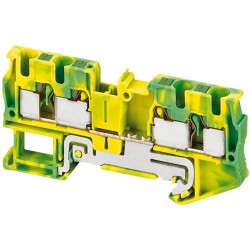 Borne push-in - pour conducteur de protection - 4 points - 4mm² - vert/jaune