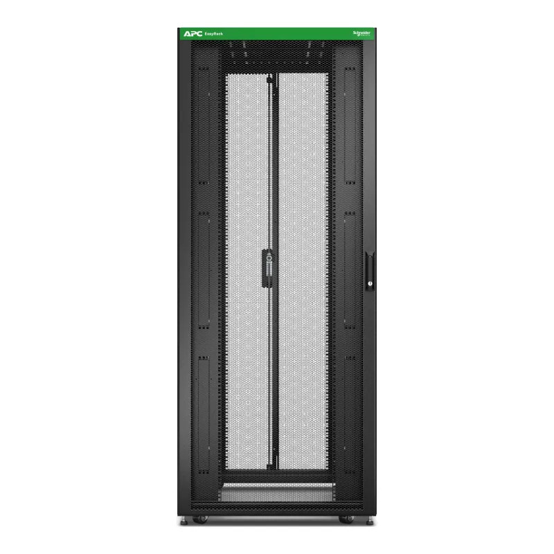 Baie EasyRack 800mm/42U/1200mm avec toit, sans panneau latéral, roulettes, noir