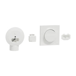 Odace sans fil sans pile - Kit actionneur DCL Ø 80 + inter + plaque - blanc