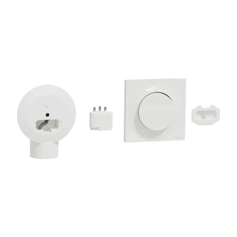 Odace sans fil sans pile - Kit actionneur DCL Ø 80 + inter + plaque - blanc