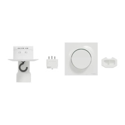 Odace sans fil sans pile - Kit actionneur DCL Ø 80 + inter + plaque - blanc