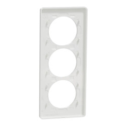 Odace Touch - plaque 3 postes verticaux 57mm aluminium brossé avec liseré blanc