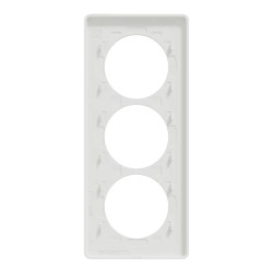 Odace Touch - plaque 3 postes verticaux 57mm aluminium brossé avec liseré blanc