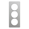 Odace Touch - plaque 3 postes verticaux 57mm aluminium brossé avec liseré alu