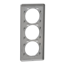 Odace Touch - plaque 3 postes verticaux 57mm aluminium brossé avec liseré alu