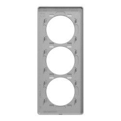 Odace Touch - plaque 3 postes verticaux 57mm aluminium brossé avec liseré alu