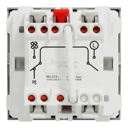 Unica - commande VMC - ON/OFF + 2 vitesses - 10A - 2 mod - Alu - mécanisme seul