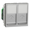 Unica - prise RJ45 double - cat 6 STP - 2 mod - Alu - méca seul