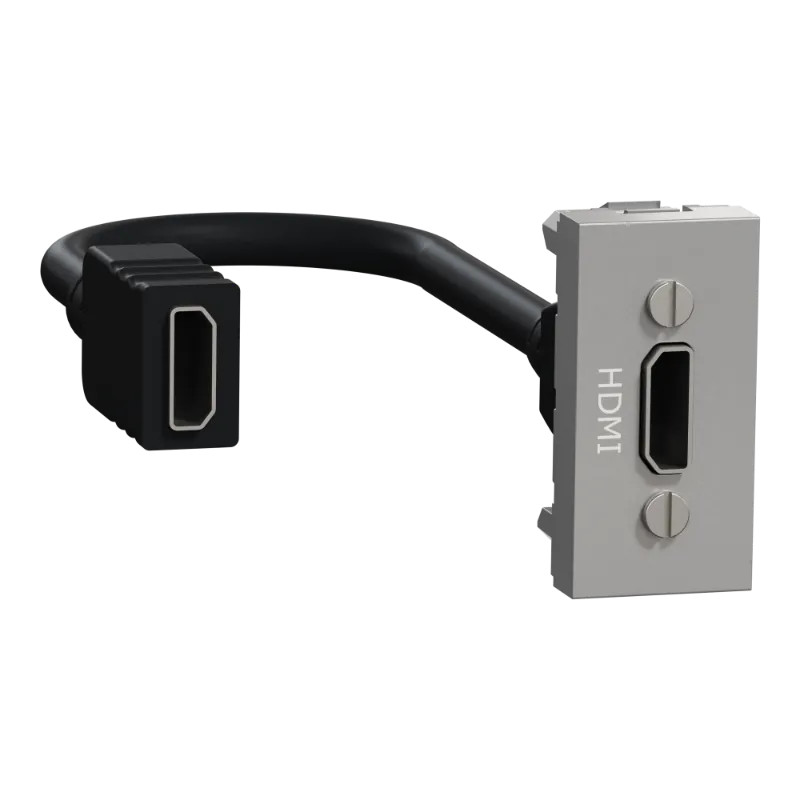 Unica - prise HDMI préconnectorisée - 1 mod - Alu - méca seul