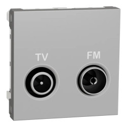 Unica - prise TV + FM - individuel - 2 mod - Alu - méca seul