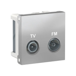 Unica - prise TV + FM - individuel - 2 mod - Alu - méca seul