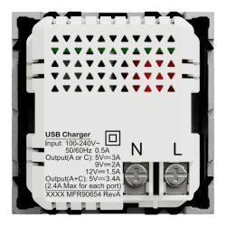 Unica - prise chargeur USB double - rapide 18W - 3,4A type A+C - 2 mod - alu