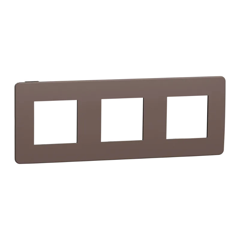 Unica Studio Color - plaque de finition - Chocolat liseré Anthracite - 3 postes