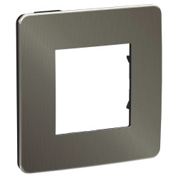 Unica Studio Métal - plaque de finition - Black aluminium liseré Anthracite - 1P