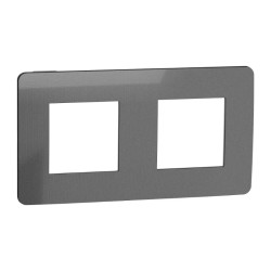 Unica Studio Métal - plaque de finition - Black aluminium liseré Anthracite - 2P